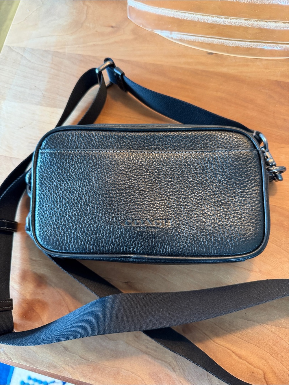 Coach Black Pebbled Leather Messenger Crossbody